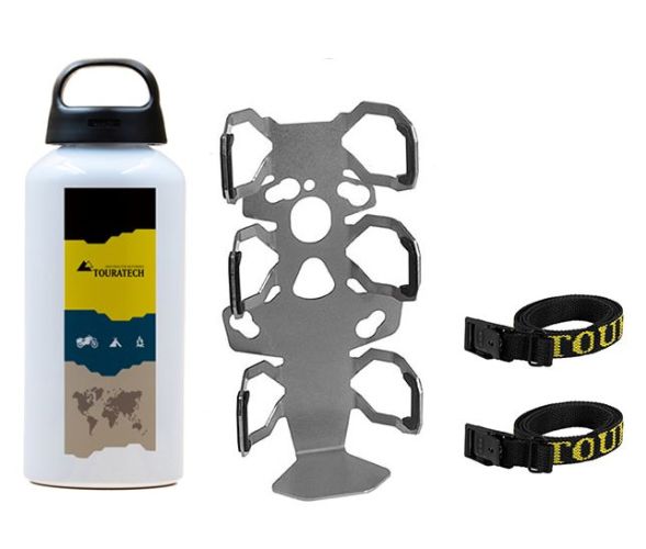 01-050-3218-0 ZEGA Pro/ZEGA Mundo piastra adattatrice: supporto bottiglie-singolo con Touratech bottiglia di alluminio 0,6 litri