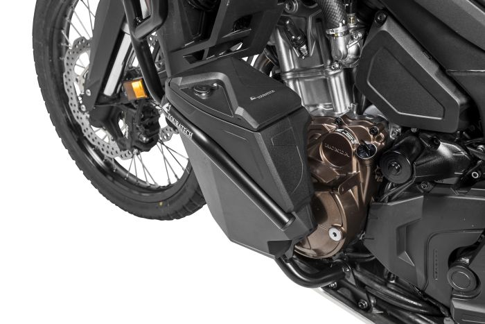 01-403-5159-0 Toolbox with engine crash bar - retrofit kit - left side, stainless steel, black for Honda CRF1100L Africa Twin/ CRF1100L Adventure Sports