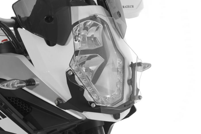 01-371-5090-0 Makrolon headlight protector with quick release fasteners, black bracket for KTM 1050 Adventure/ 1090 Adventure/ 1190 Adventure/ 1190 Adventure R/ 1290 Super Adventure *OFFROAD USE ONLY*