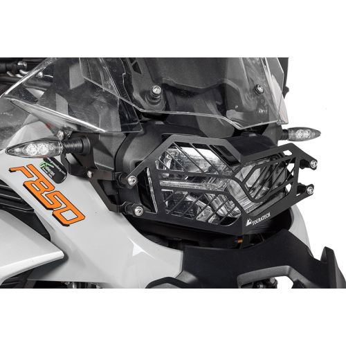 01-082-5096-0 Protezione faro in acciaio inox, colore nero, con chiusura rapida per BMW F900GS Adventure/ F850GS Adventure *OFFROAD USE ONLY*