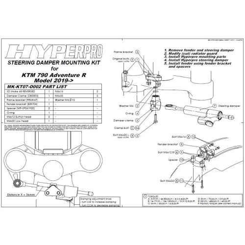 01-372-5889-0 Ammortizzatore di sterzo Touratech Suspension *CSC* per KTM 790 Adventure R / KTM 890 Adventure R +incl. Kit di montaggio+