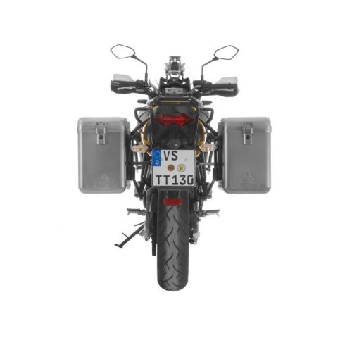 01-408-6150-0P ZEGA Mundo sistema di valigie in alluminio 31/31 litri con supporto acciaio nero per Kawasaki Versys 650 (2010-2014)