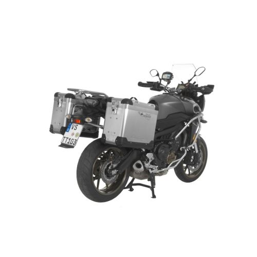 01-630-5760-0 ZEGA Pro sistema di valigie in alluminio 38/38 litri con supporto acciaio inox nero per Yamaha MT-09 Tracer (2015-2017)