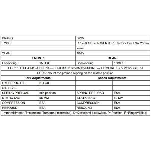 01-037-8003-0 Touratech Abbassamento delle sospensioni -25mm per BMW R1250GS Adventure Adventure ESA 2018 – 2024 (solo con abbassamento originale di fabbrica)