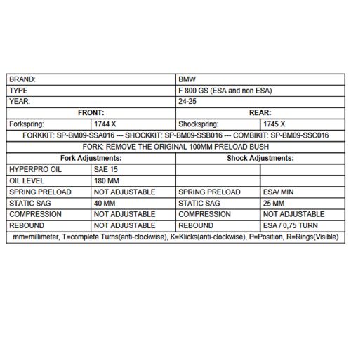 01-082-5896-0 Molle progressive sostitutive anteriore e posteriore per BMW F800GS (2024-)